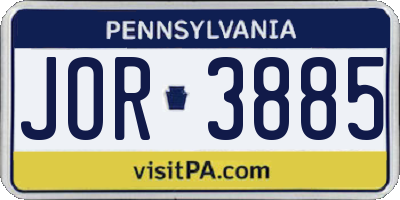PA license plate JOR3885