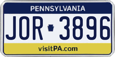 PA license plate JOR3896