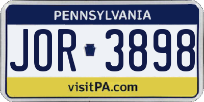PA license plate JOR3898