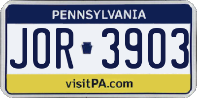 PA license plate JOR3903