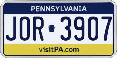 PA license plate JOR3907