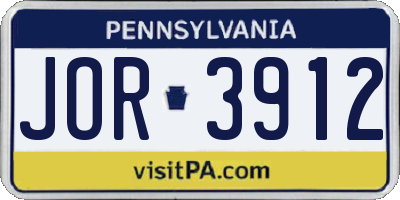 PA license plate JOR3912