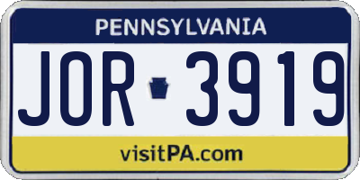 PA license plate JOR3919