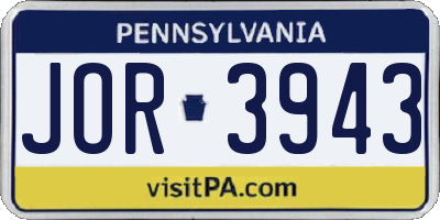 PA license plate JOR3943