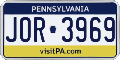 PA license plate JOR3969
