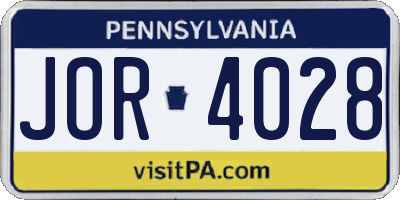 PA license plate JOR4028
