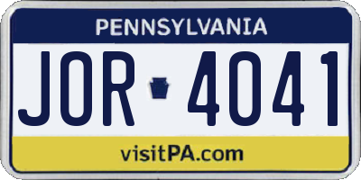 PA license plate JOR4041