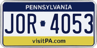 PA license plate JOR4053