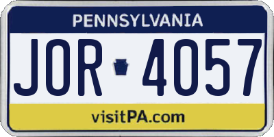 PA license plate JOR4057