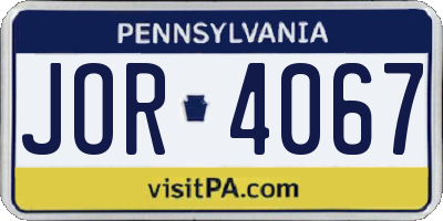 PA license plate JOR4067