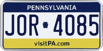 PA license plate JOR4085