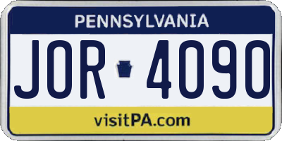 PA license plate JOR4090