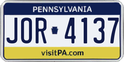 PA license plate JOR4137