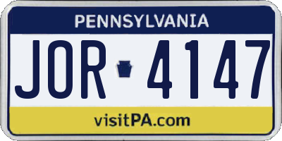 PA license plate JOR4147