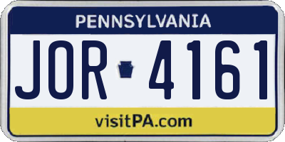 PA license plate JOR4161