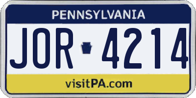 PA license plate JOR4214