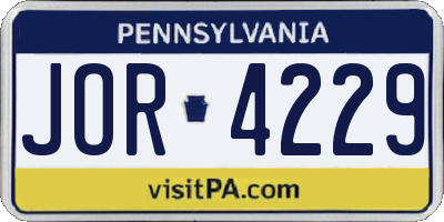 PA license plate JOR4229