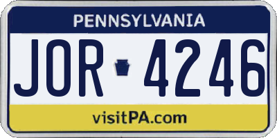PA license plate JOR4246