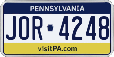 PA license plate JOR4248