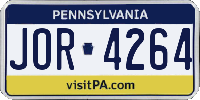 PA license plate JOR4264
