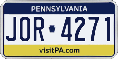 PA license plate JOR4271
