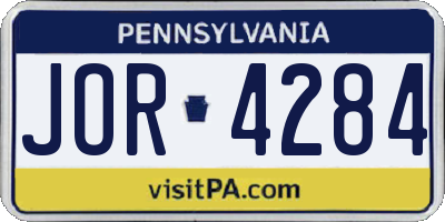 PA license plate JOR4284
