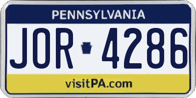 PA license plate JOR4286