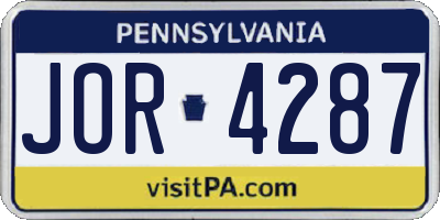 PA license plate JOR4287