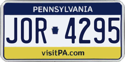 PA license plate JOR4295