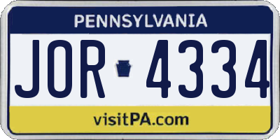 PA license plate JOR4334