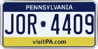 PA license plate JOR4409
