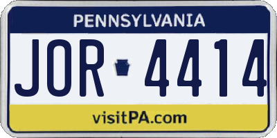 PA license plate JOR4414