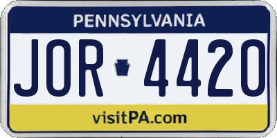 PA license plate JOR4420