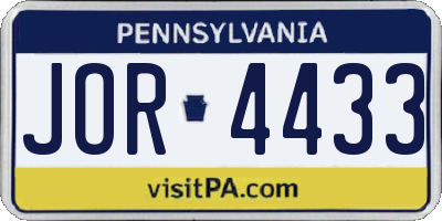 PA license plate JOR4433