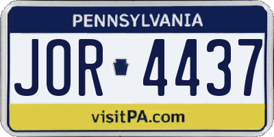 PA license plate JOR4437