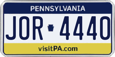 PA license plate JOR4440