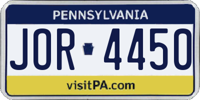 PA license plate JOR4450