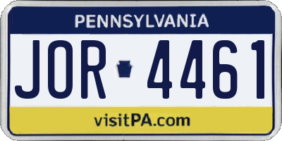 PA license plate JOR4461