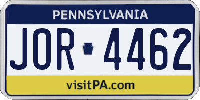 PA license plate JOR4462