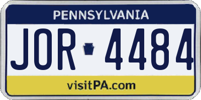 PA license plate JOR4484