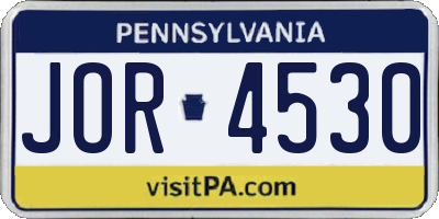 PA license plate JOR4530