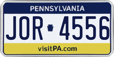 PA license plate JOR4556