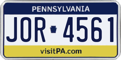 PA license plate JOR4561