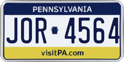 PA license plate JOR4564