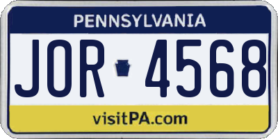 PA license plate JOR4568