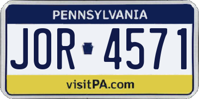 PA license plate JOR4571