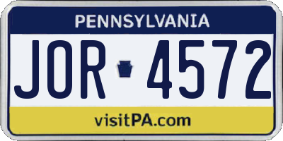 PA license plate JOR4572