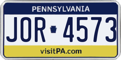 PA license plate JOR4573
