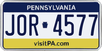 PA license plate JOR4577