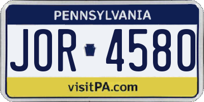 PA license plate JOR4580